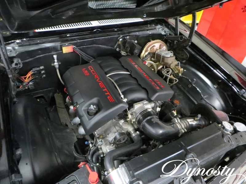 1970 Nova LS3 powered engine bay at Dynosty