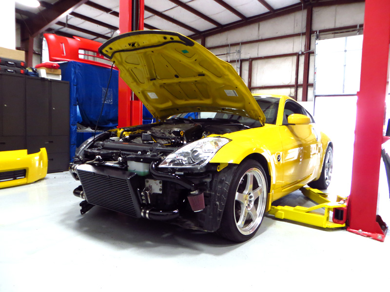 350Z GTM twin turbo install at dynosty